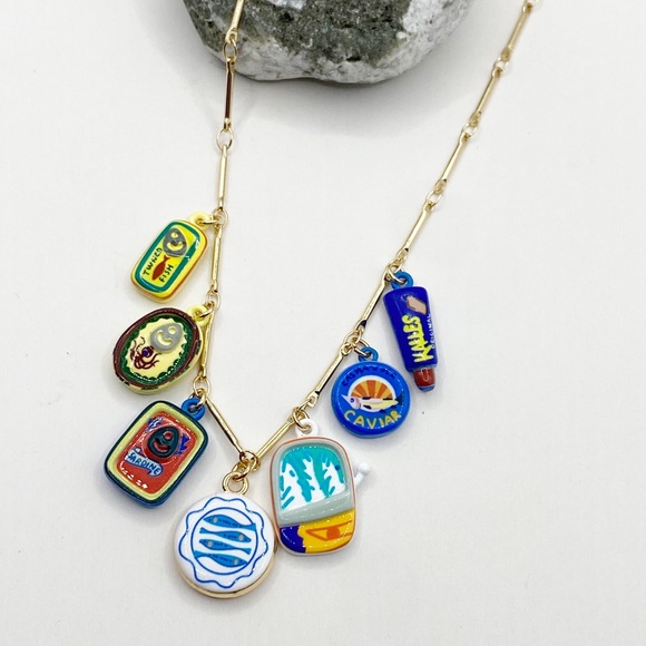 NEW Ceramic Sardine Charm Layering Necklace - Picture 8 of 8